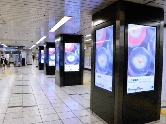 地下鉄大手町駅　液晶広告ディスプレイ（スチール）特殊塗装2016年
